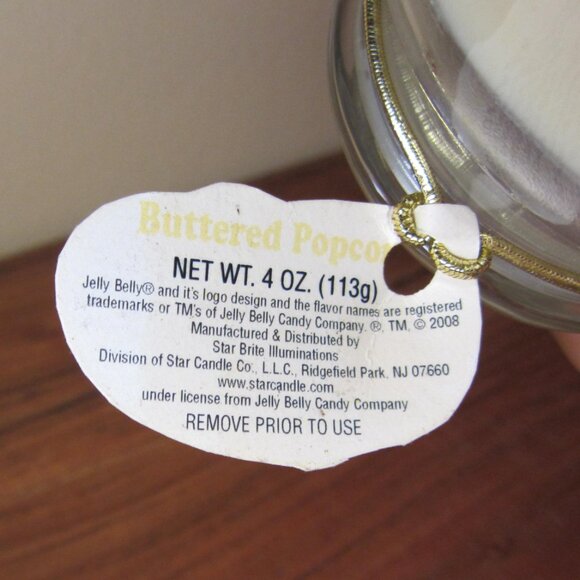 4 oz jelly belly buttered popcorn jar candle UNUSED rare & discontinued (W3767) - Picture 3 of 4